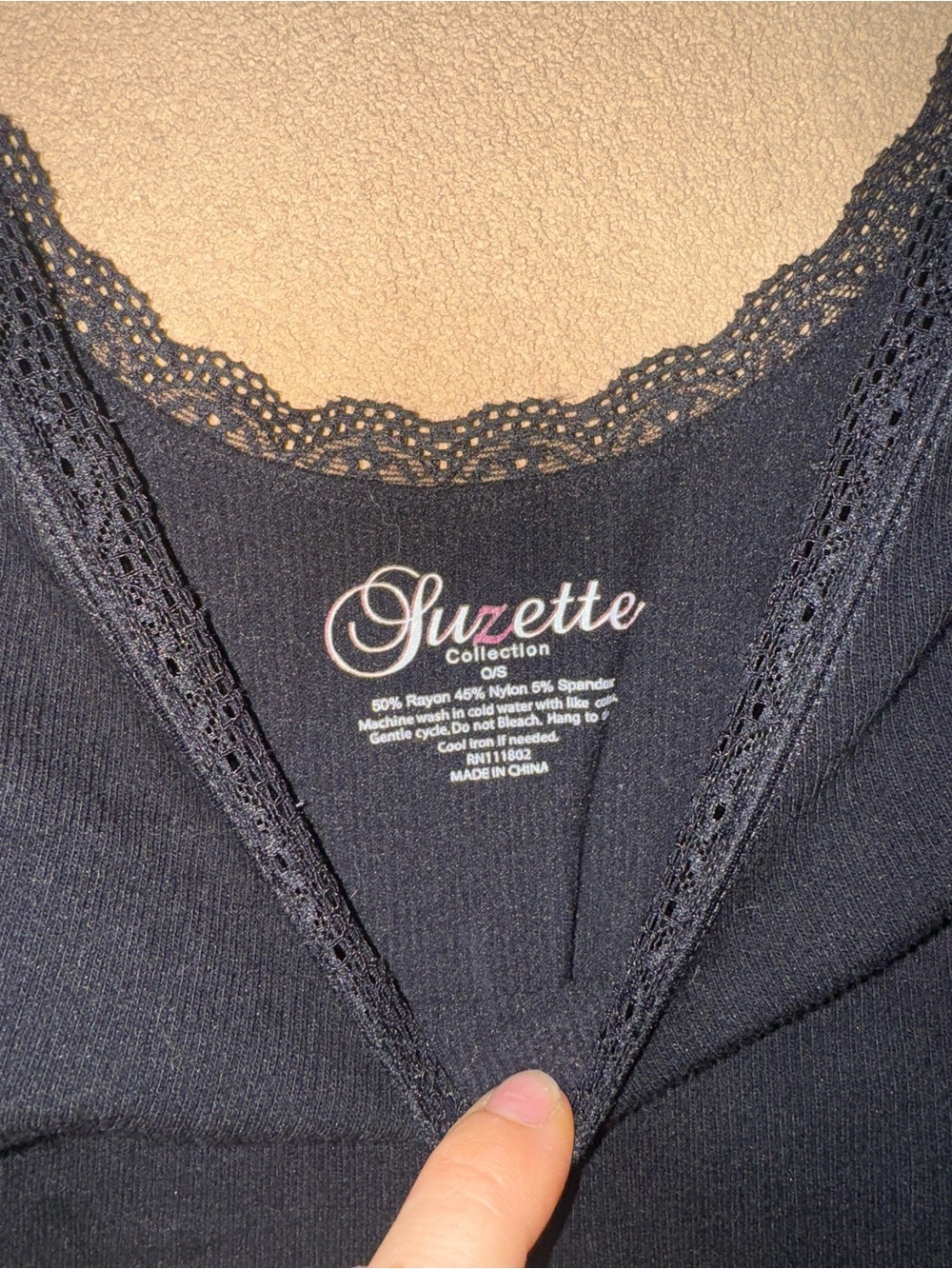 Sivette Black Lace-Trim Tank Top with Side Ties - Picture 2 of 3